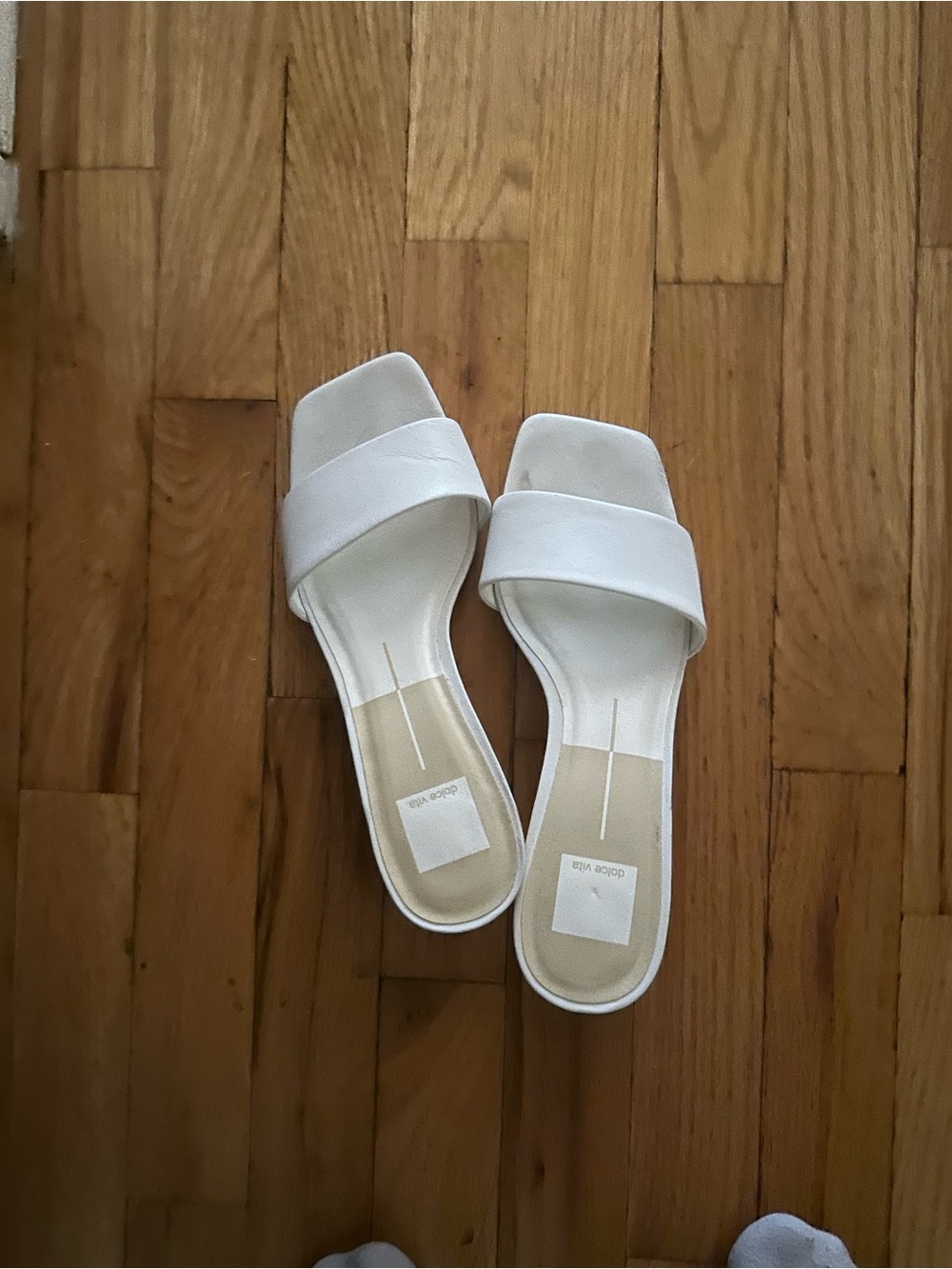 Dolce Vita Rexa White Slide Sandals